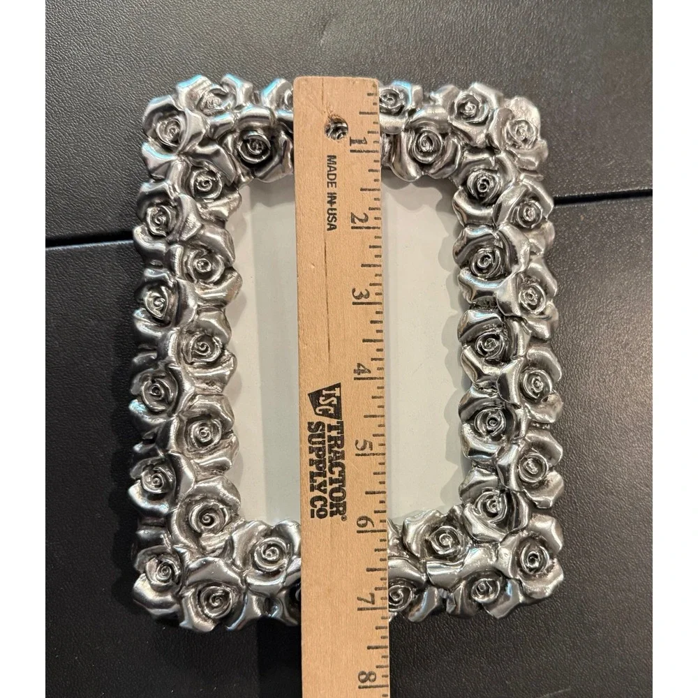 Concepts In Time 4x6 Picture Frame Silver Rose Floral Ornate Free Standing